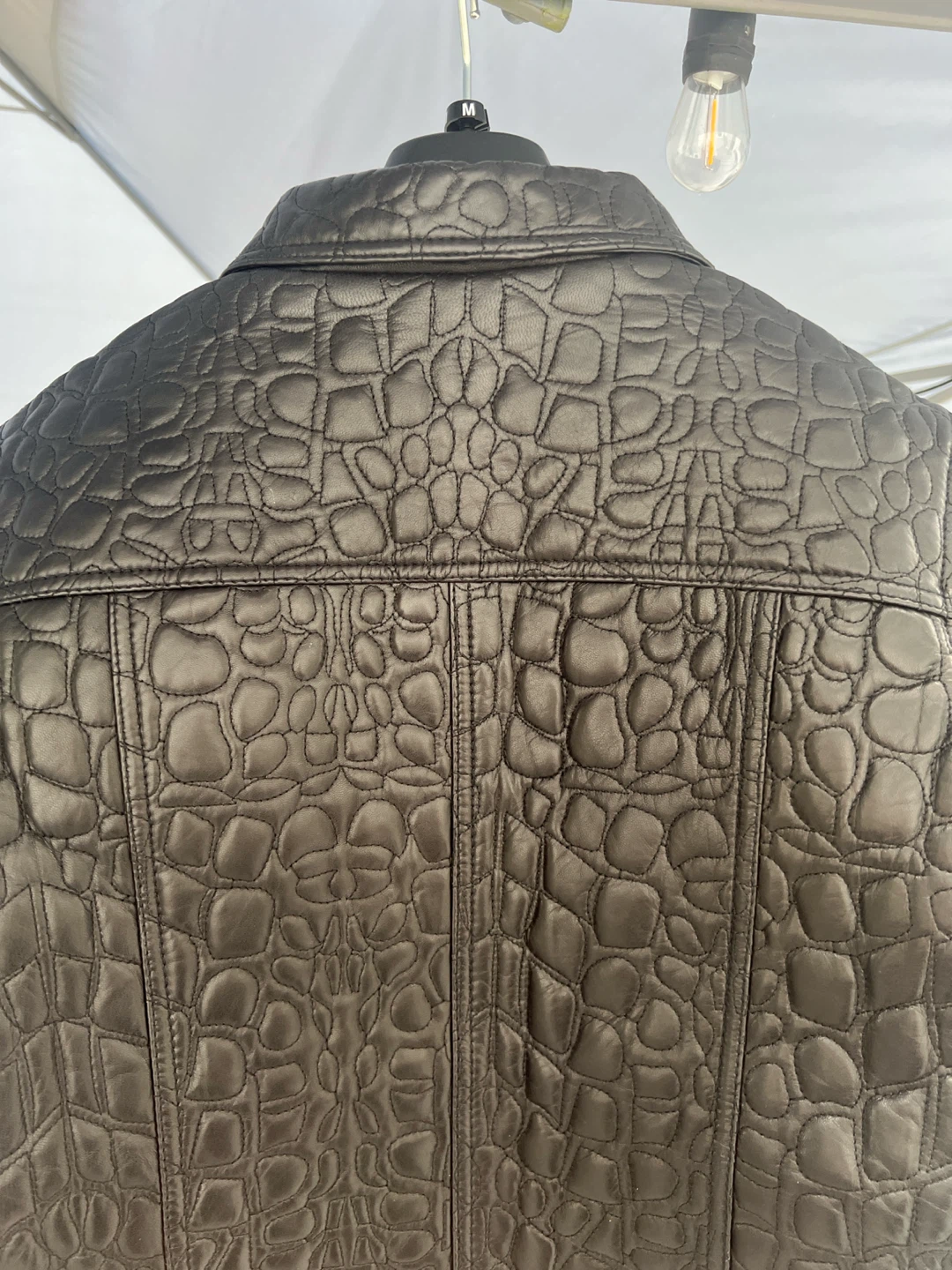 Black Textured Leather Jacket - photo 3
