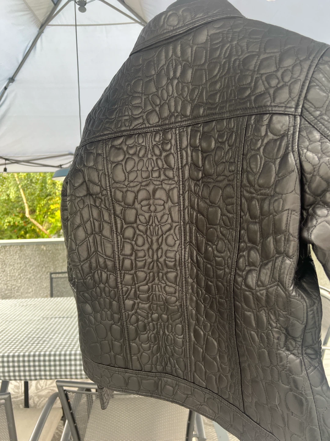 Black Textured Leather Jacket - photo 4