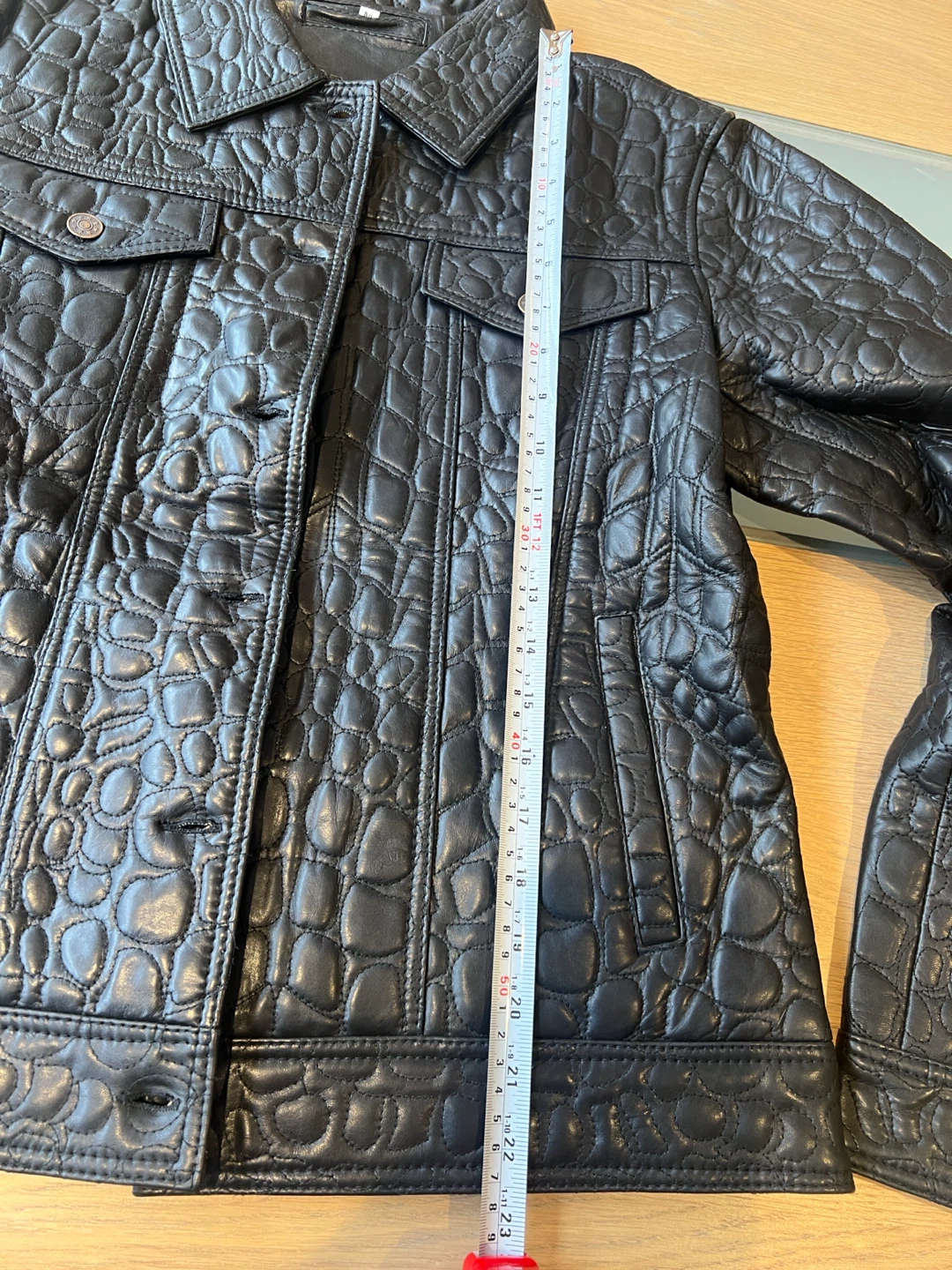 Black Textured Leather Jacket - photo 5