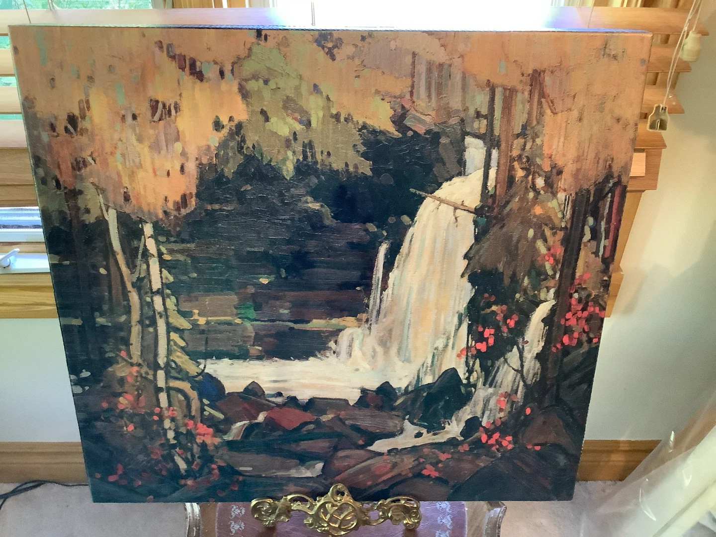 Tom Thomson’s Textured Print on Canvas “Woodland Waterfall” 🐞