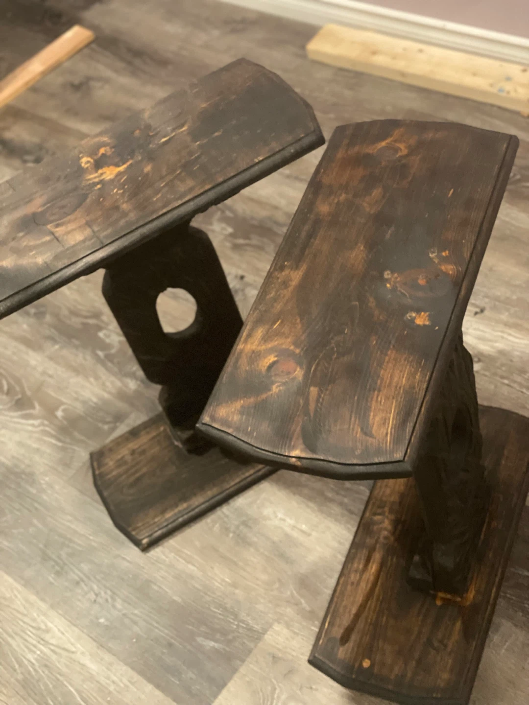 Handcrafted Rustic Dark Walnut C-Tables / Side Tables (Pair) - photo 2