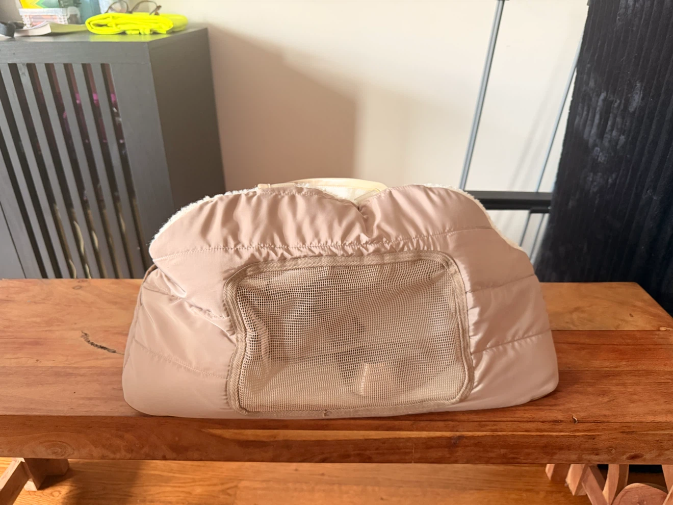 Tan Quilted Pet Carrier Bag
