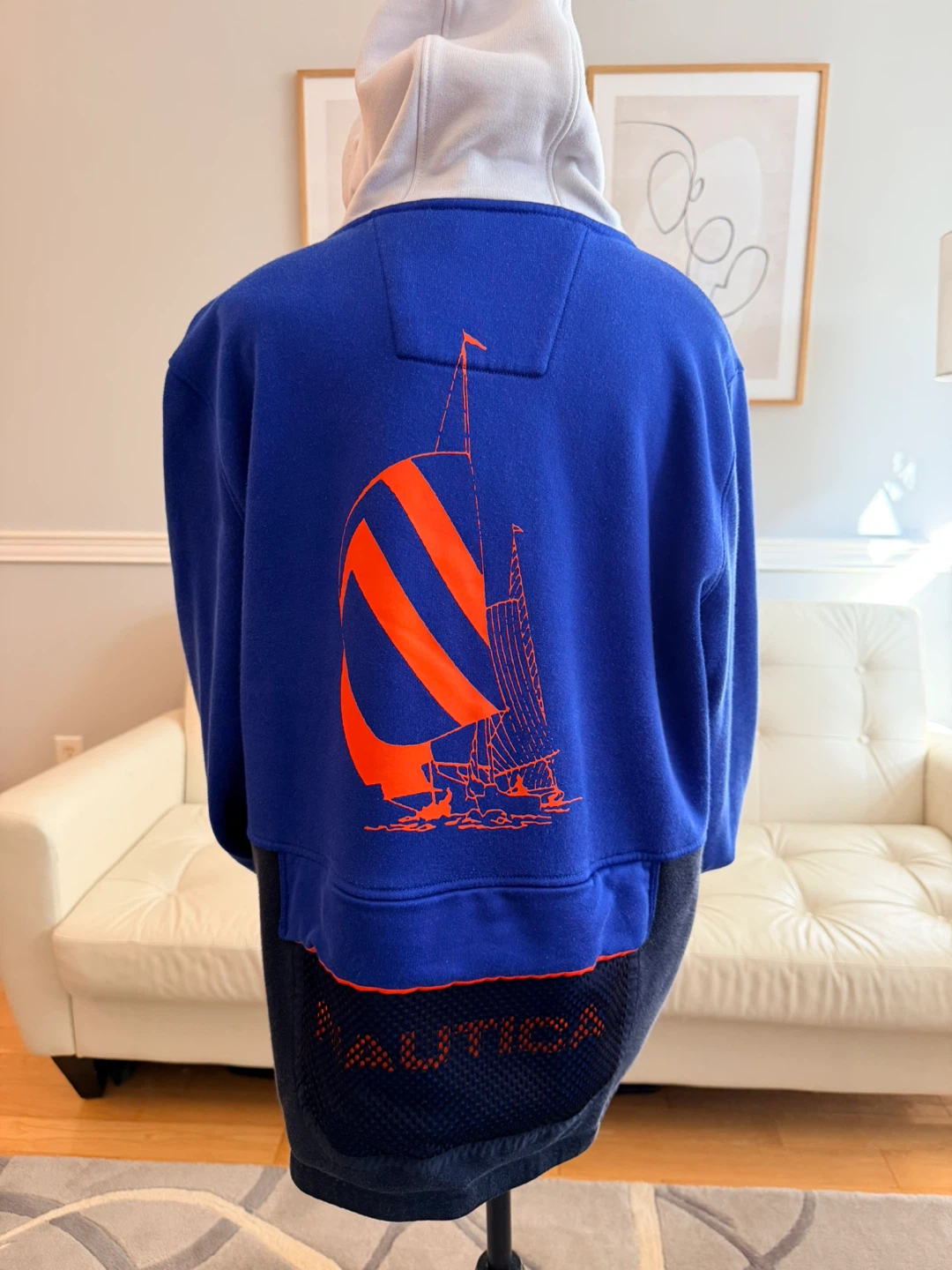 Nautica blue and white graphic hoodie