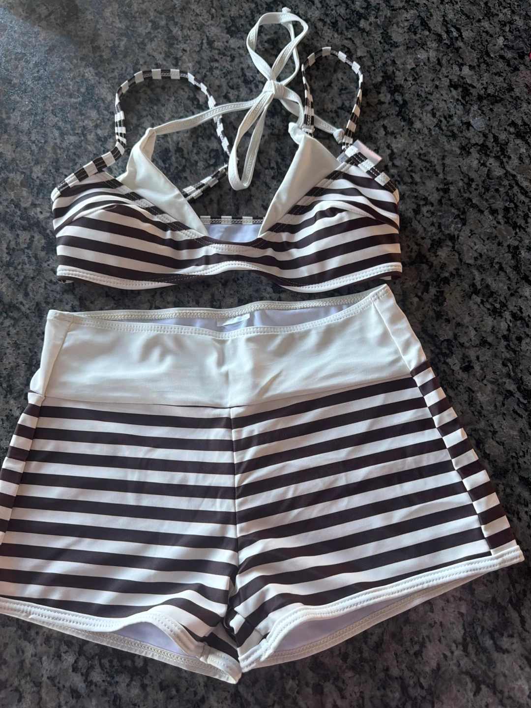Striped High-Waisted Bikini Set