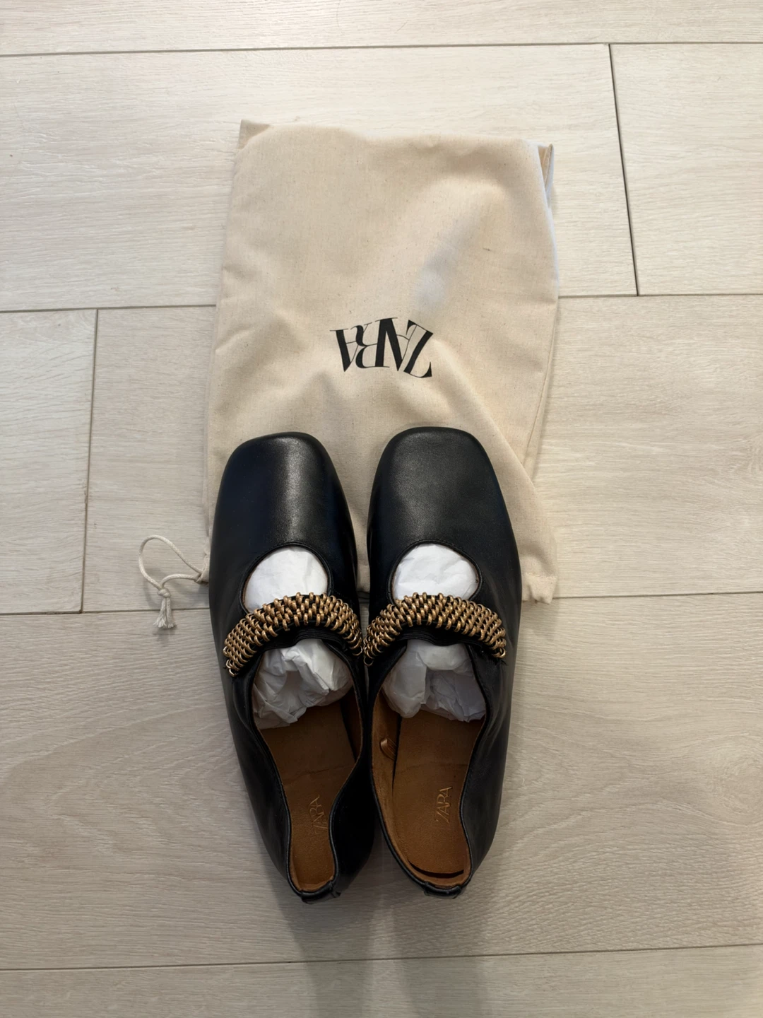 Brand new Zara Black Leather Loafers Size 37