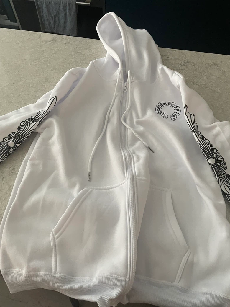 Chrome Hearts White Zip-Up Hoodie - photo 4