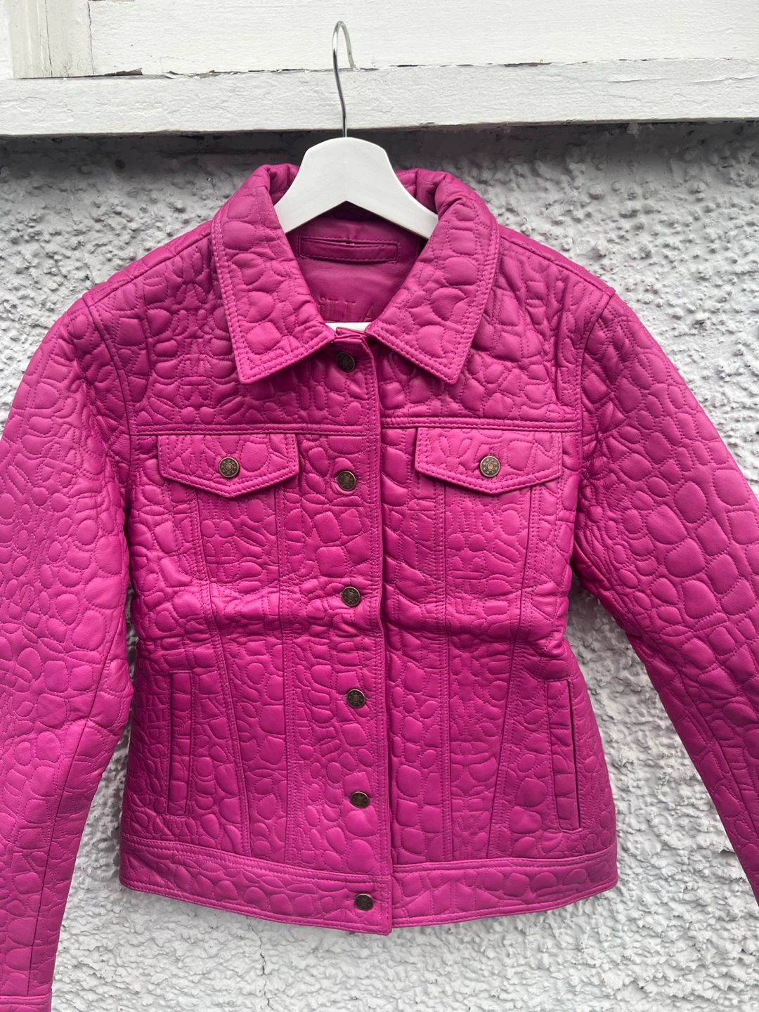 Fuchsia Quilted Leather Jacket