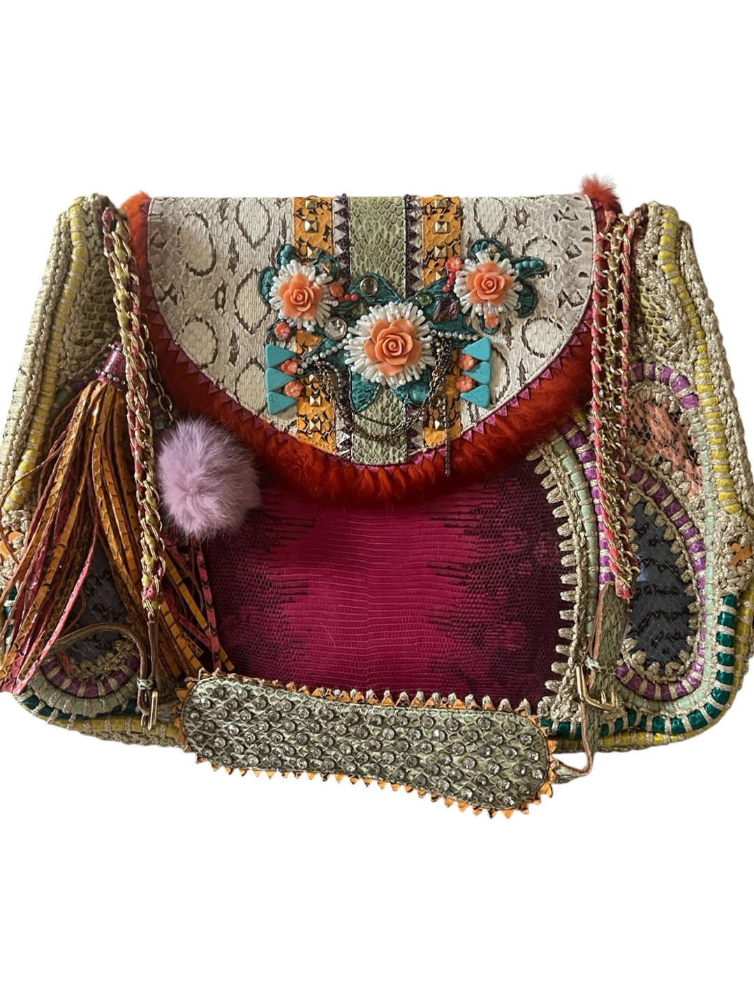 Very rare vintage bag with crocodile skin