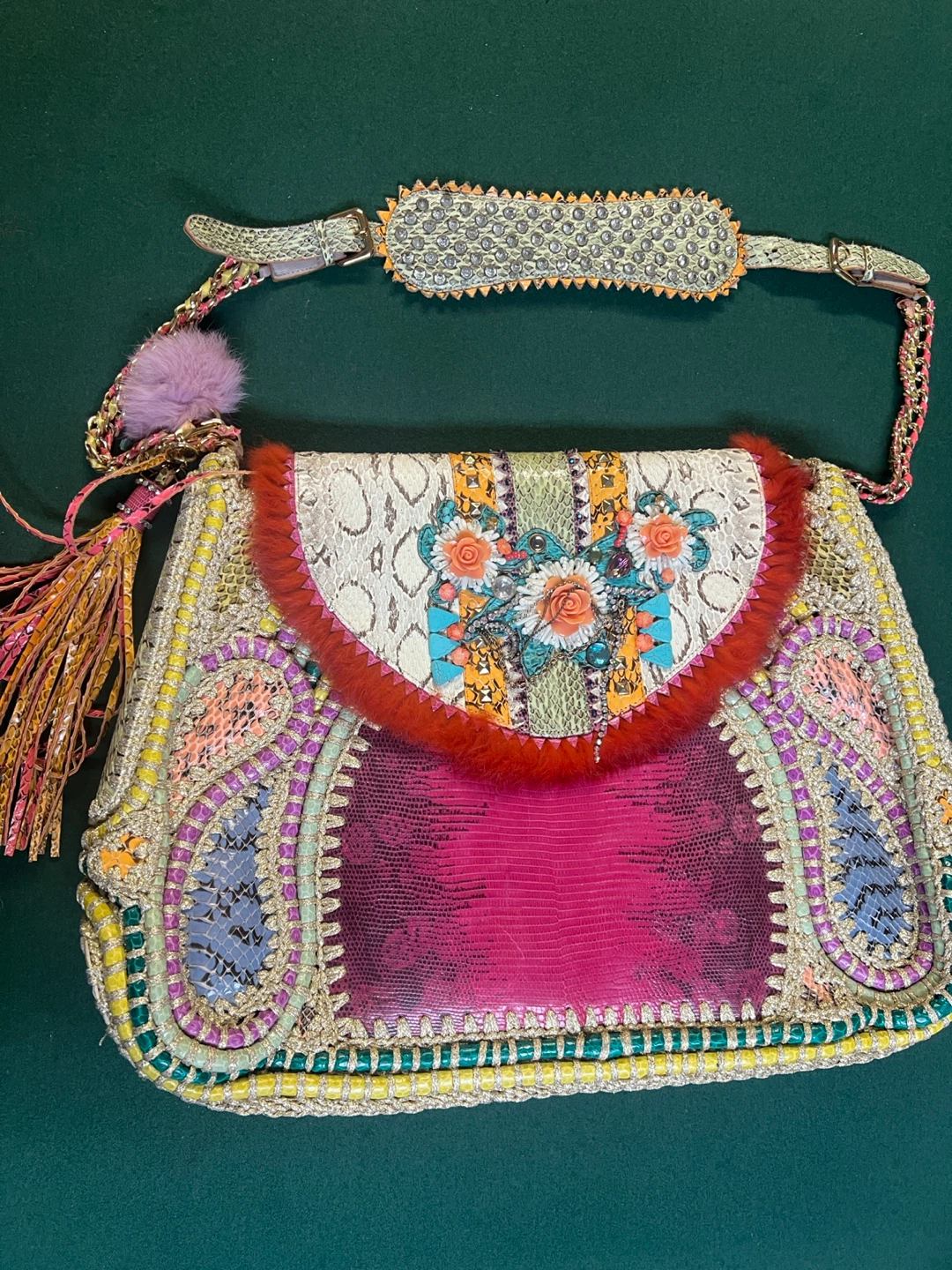 Very rare vintage bag with crocodile skin - photo 3