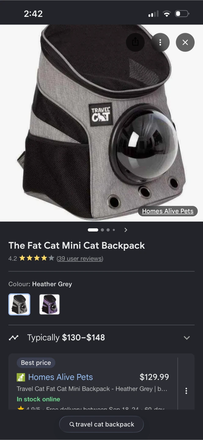 Travel Cat The Fat Cat Mini Cat Backpack
