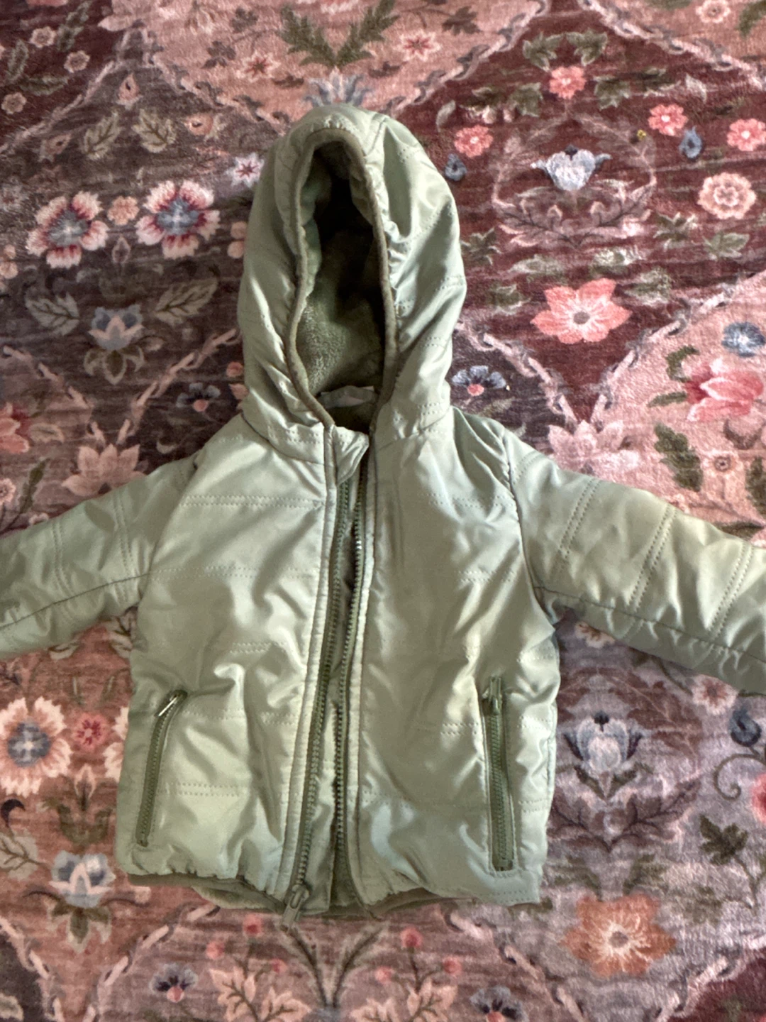 Baby Hooded Jacket Sage Green 12M