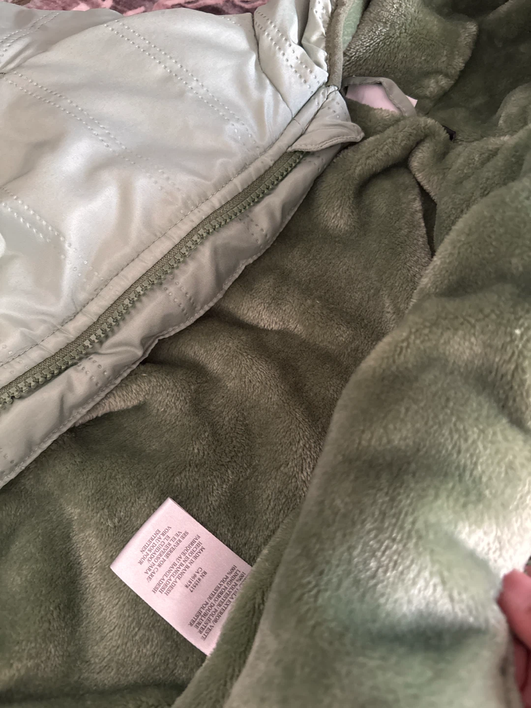 Baby Hooded Jacket Sage Green 12M - photo 2