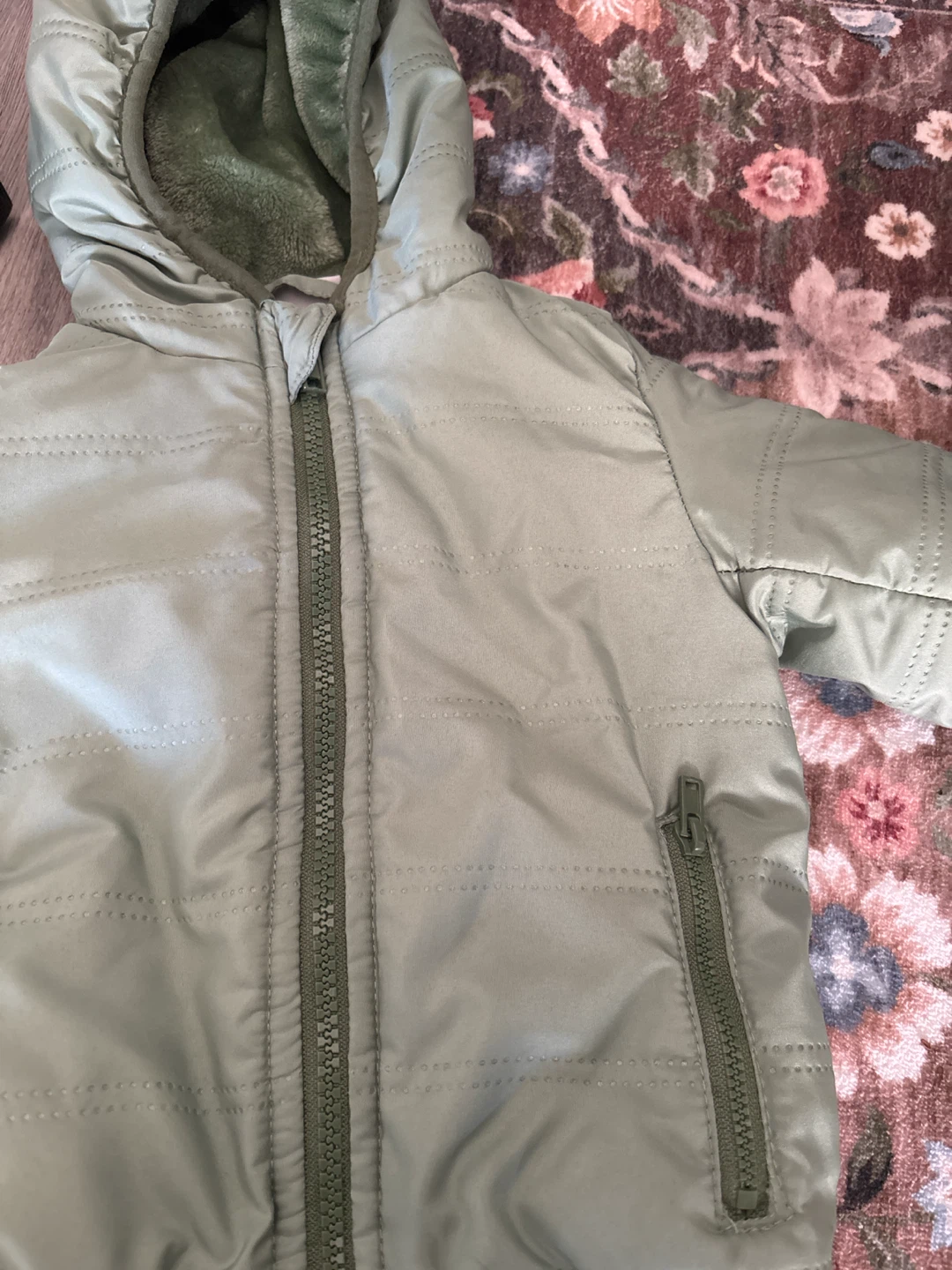 Baby Hooded Jacket Sage Green 12M - photo 3