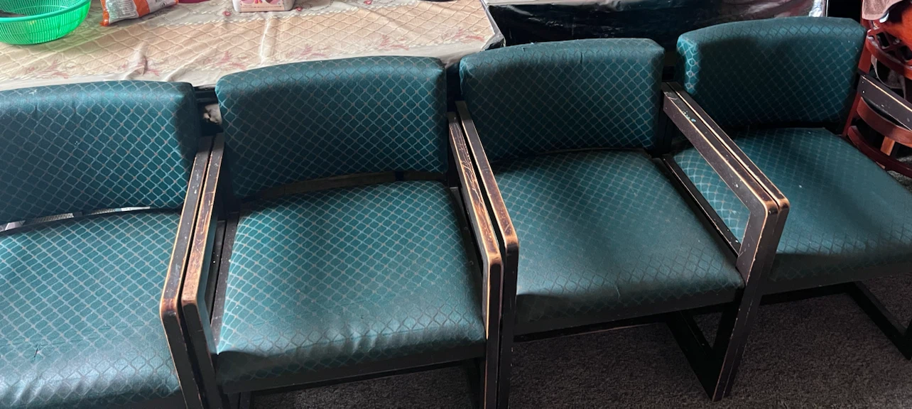 Set of 4 Green Patterned Armchairs