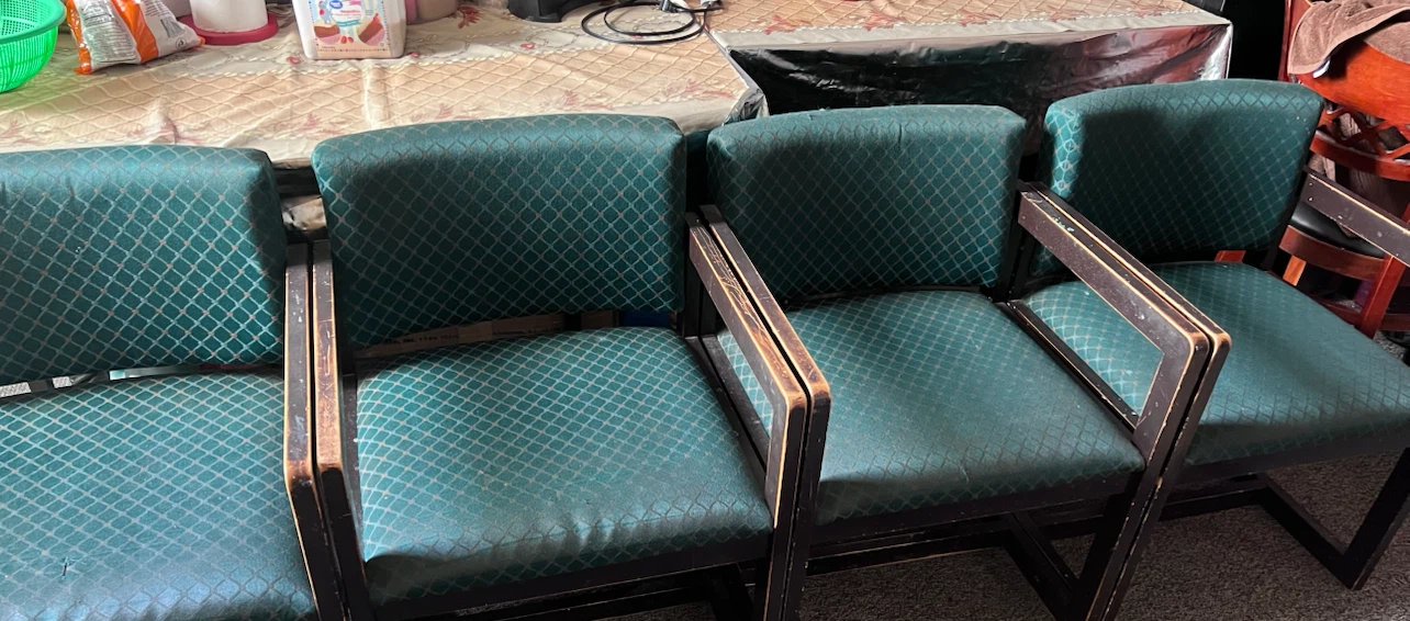 Set of 4 Green Patterned Armchairs - photo 2