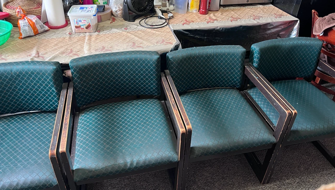 Set of 4 Green Patterned Armchairs - photo 3