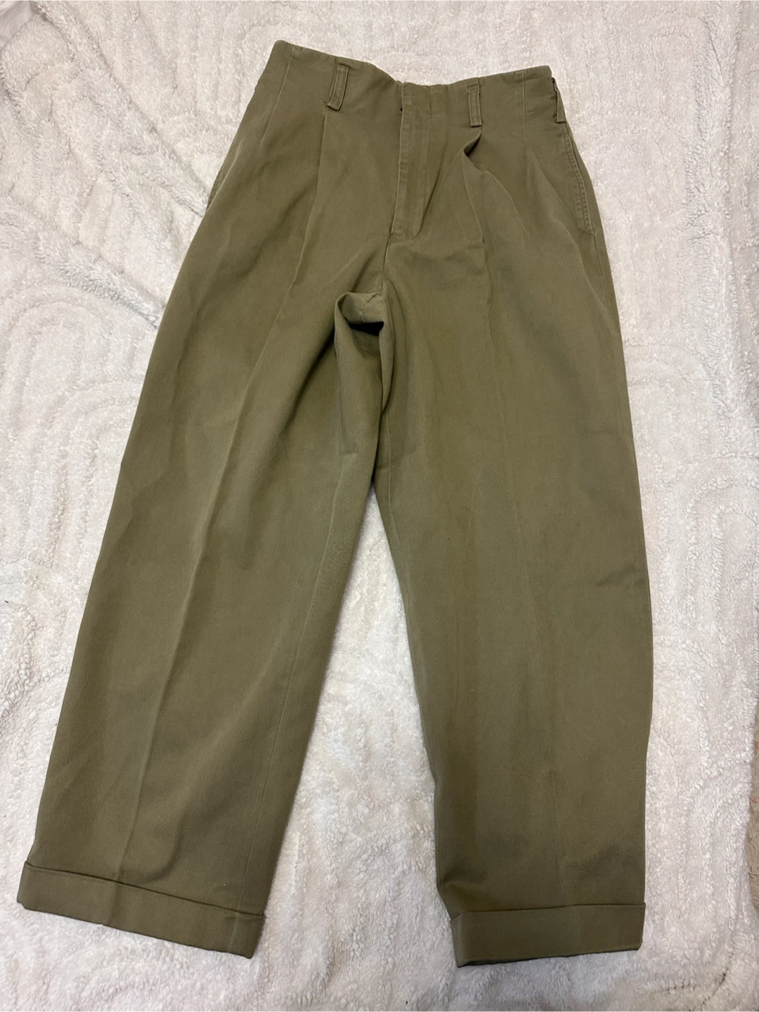 Vintage 90s Polo Ralph Lauren Pleated Olive Wide Leg Trousers - photo 2