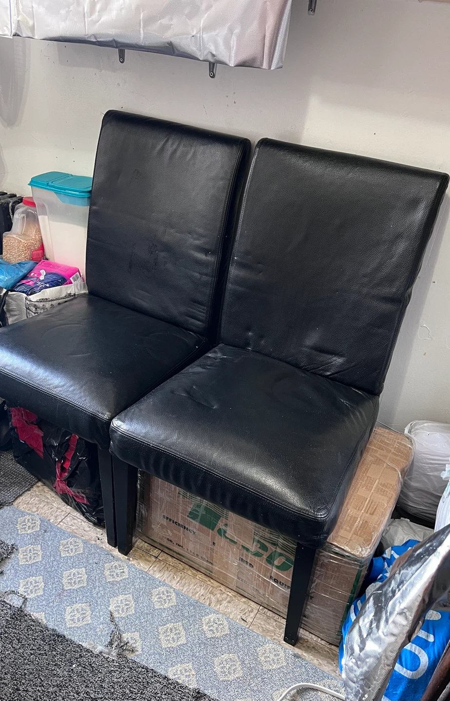 Set of 2 Black Faux Leather Dining Chairs