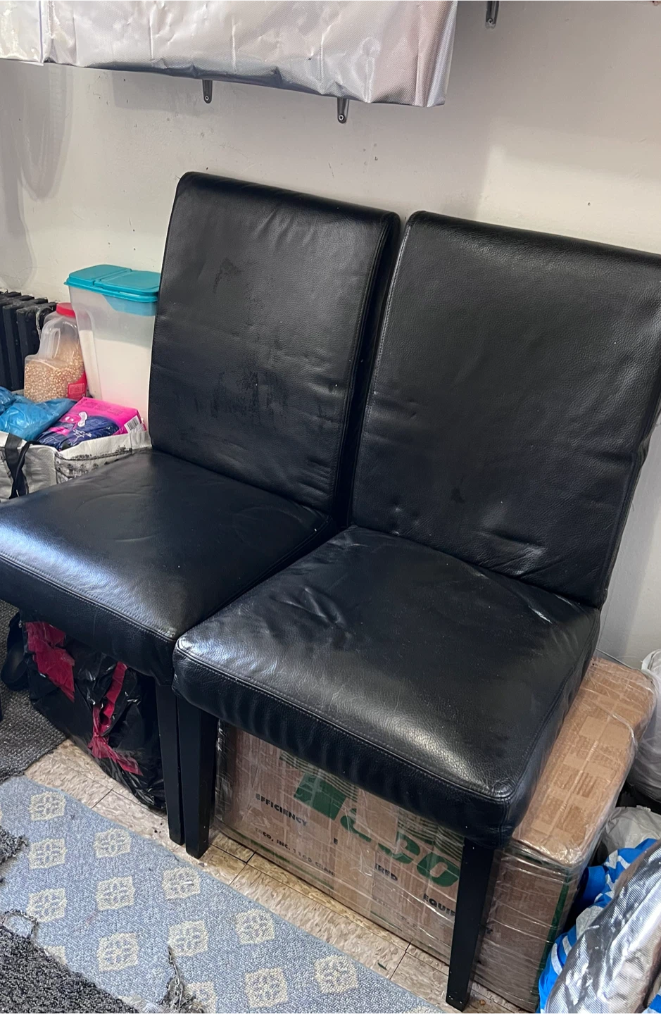 Set of 2 Black Faux Leather Dining Chairs - photo 2