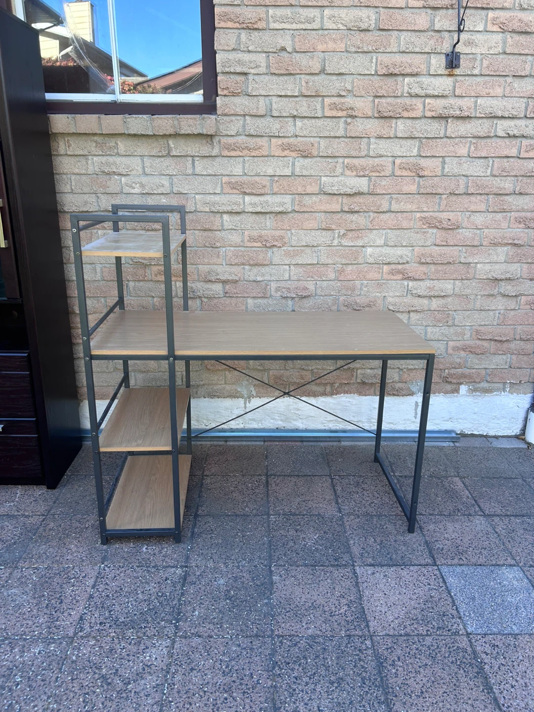 Industrial Style Desk with Attached Shelving