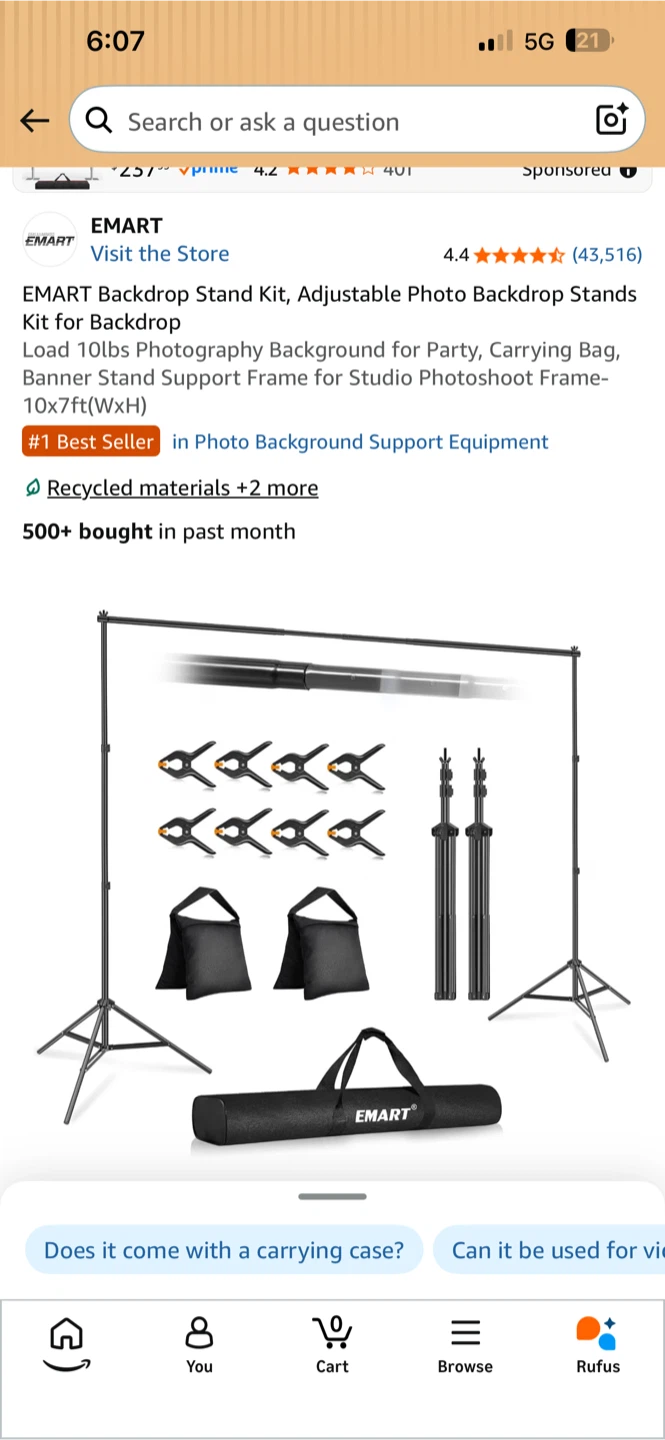 EMART Adjustable Photo Backdrop Stand Kit