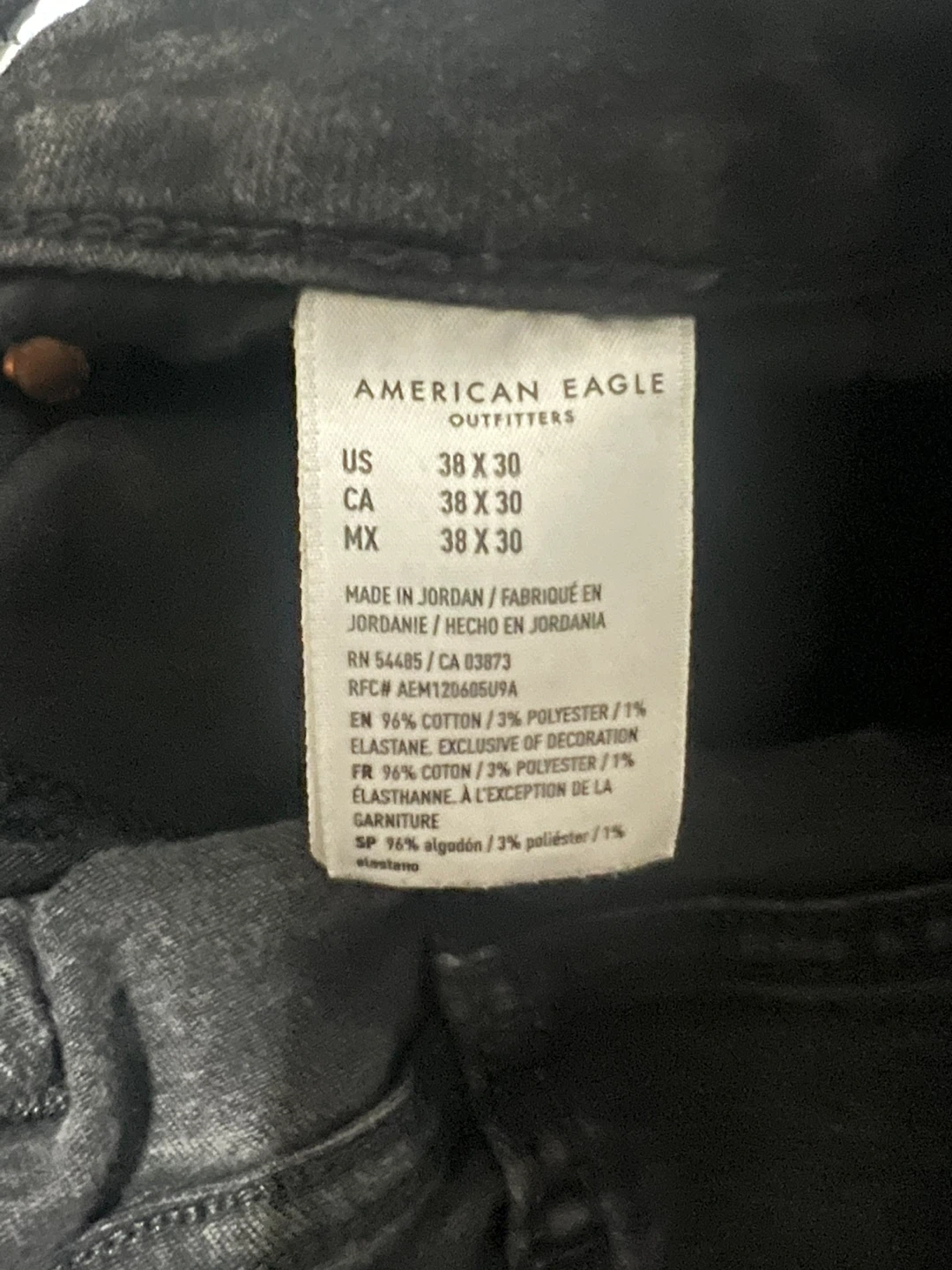 American Eagle Airflex+ Skinny Jeans Black 38x30 - photo 5