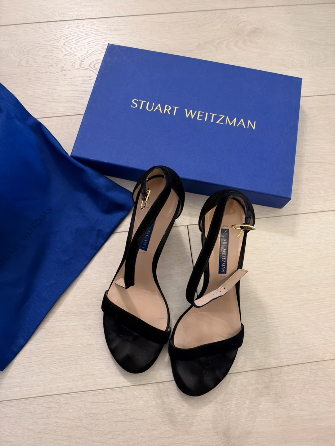 Stuart Weitzman NearlyNude Heels - Black Suede, Size 6.5 - photo 2