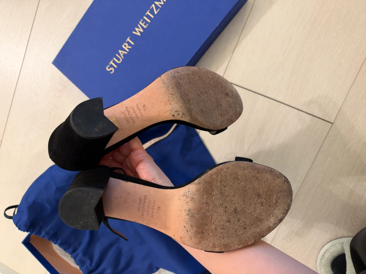 Stuart Weitzman NearlyNude Heels - Black Suede, Size 6.5 - photo 3