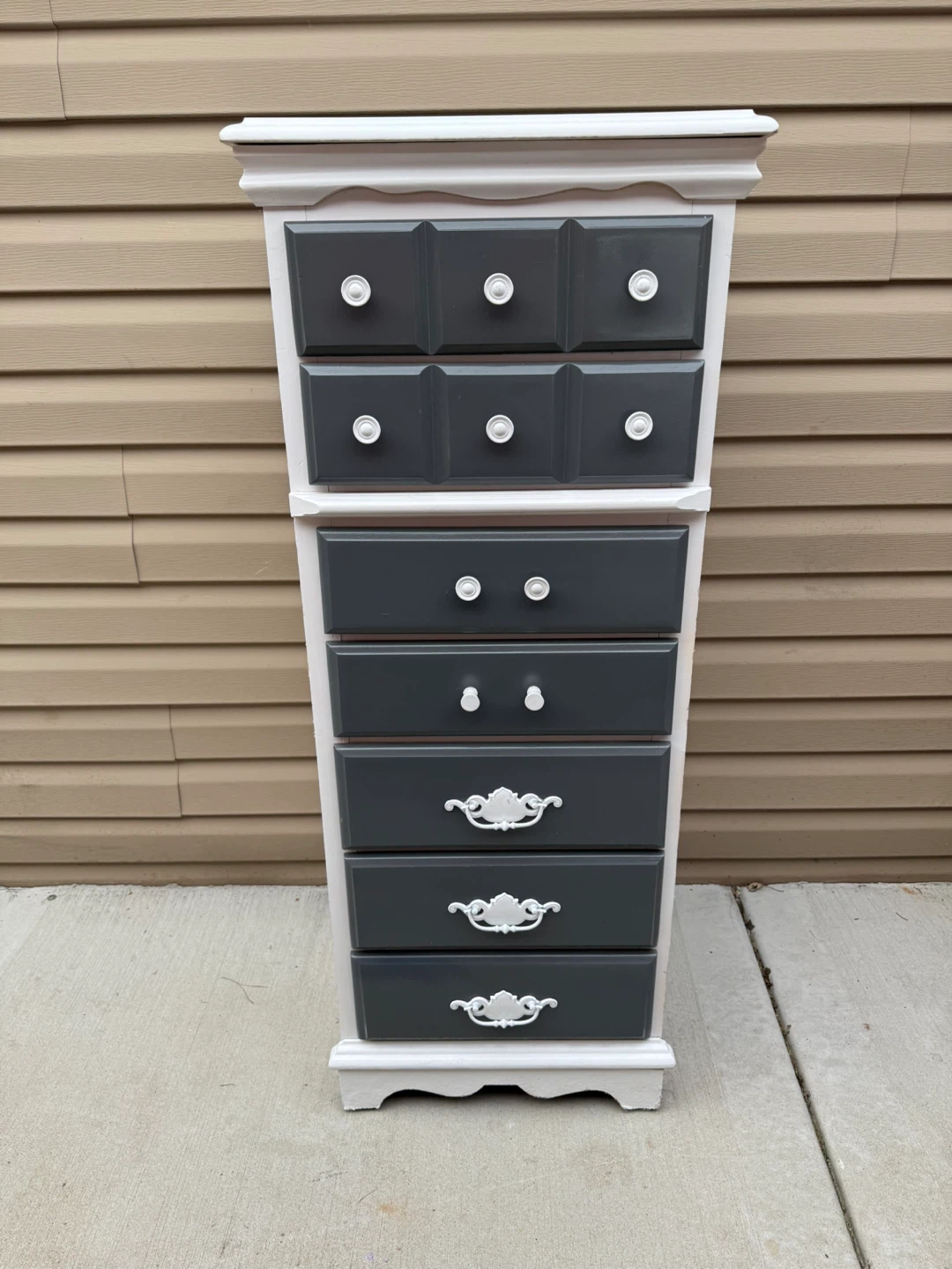 Refurbished Gray and White Dresser
