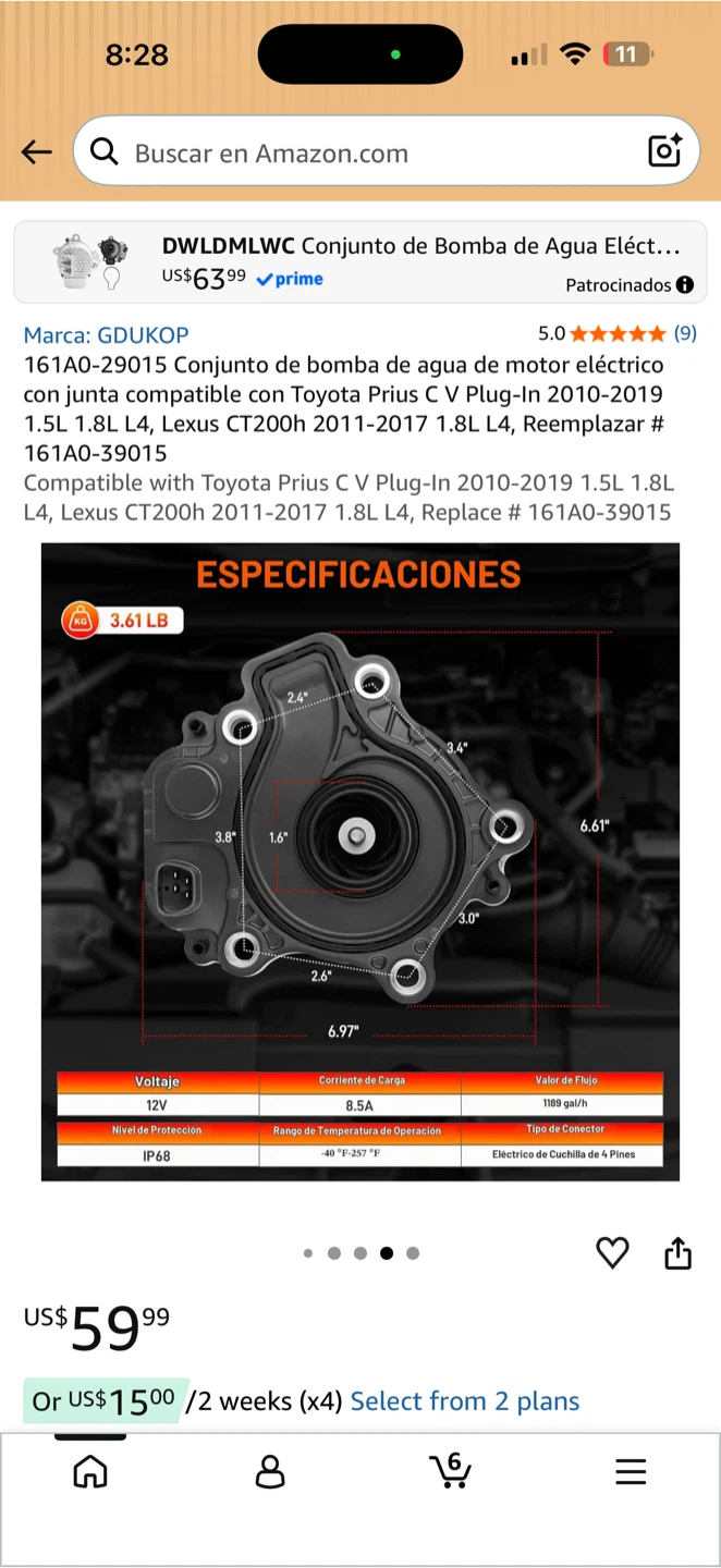 GDUKOP Electric Motor Water Pump 161A0-29015