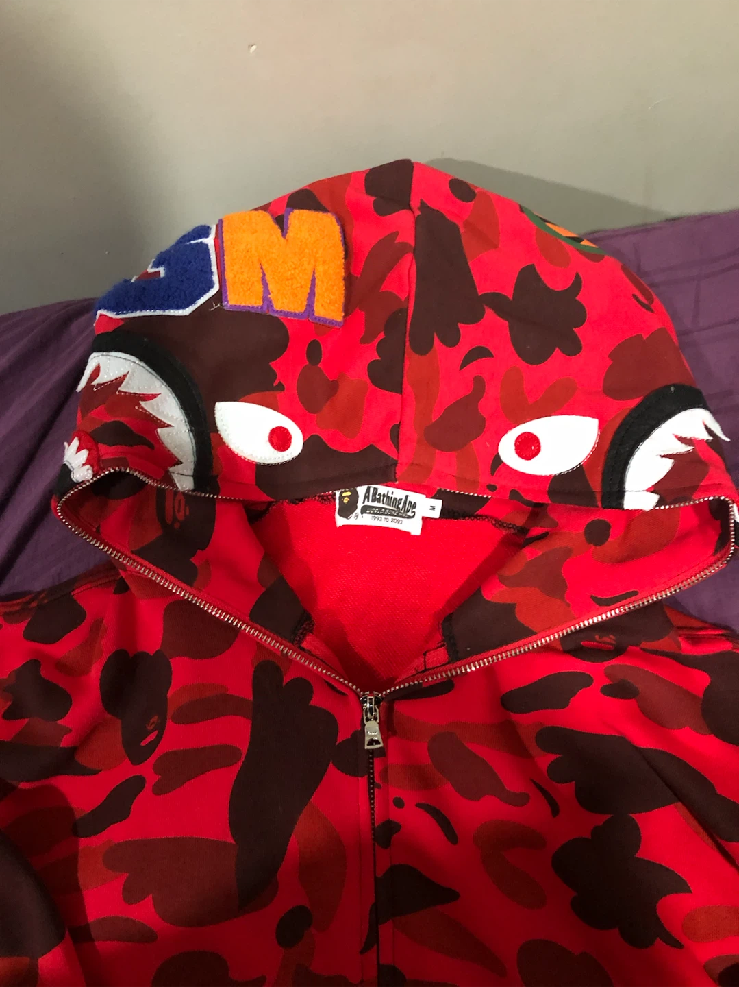 A Bathing Ape Red Camo Shark Hoodie - photo 2