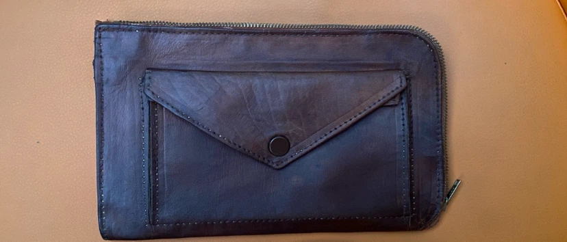 Vintage 70s Brown Leather Zip Pouch