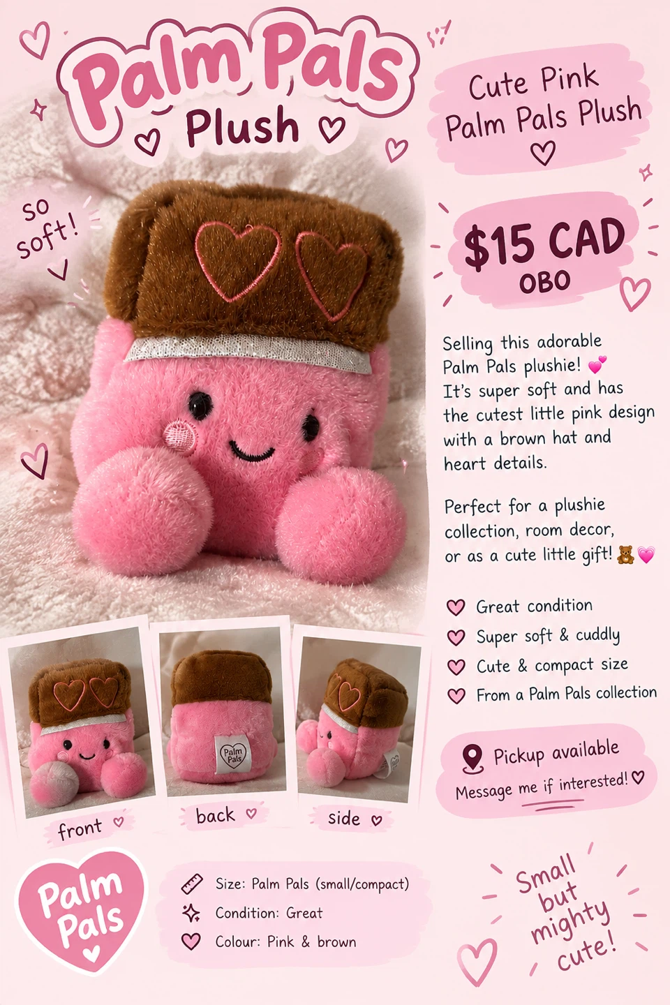 🎀 Cute Pink Palm Pals Plush – Adorable & Soft 💕