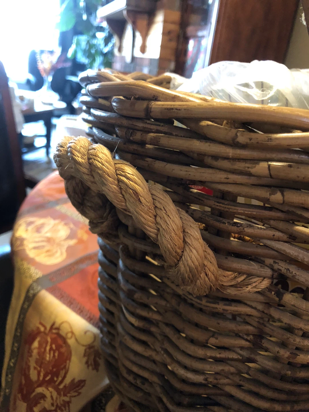 Large Woven Wicker Basket with Jumbo Cord Rope Handles - photo 4
