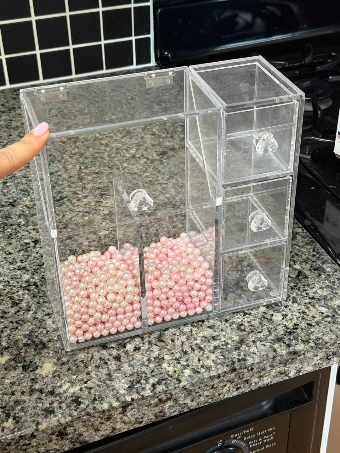 Clear Acrylic Makeup Brush Organizer with Drawers - photo 2