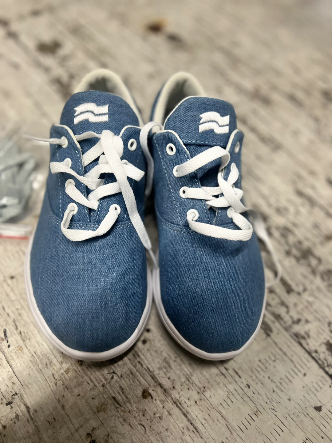 Chill Pill blue denim sneakers