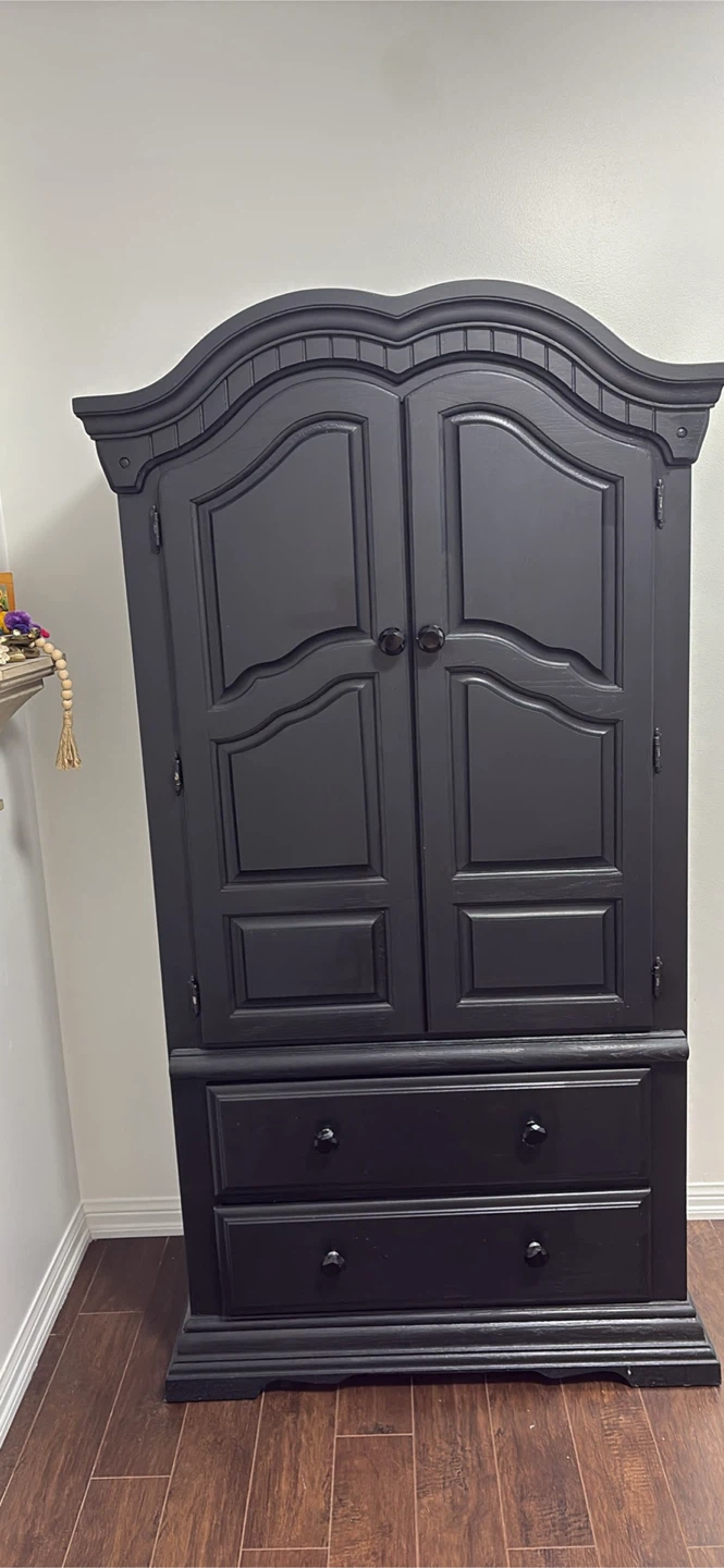 Black Armoire with Two Drawers