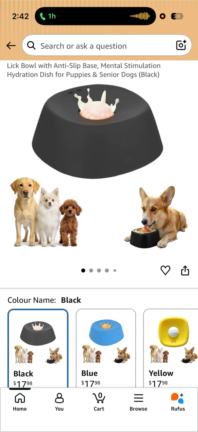 Pet Anti-Slip Spherical Licking Bowl - Black - photo 3