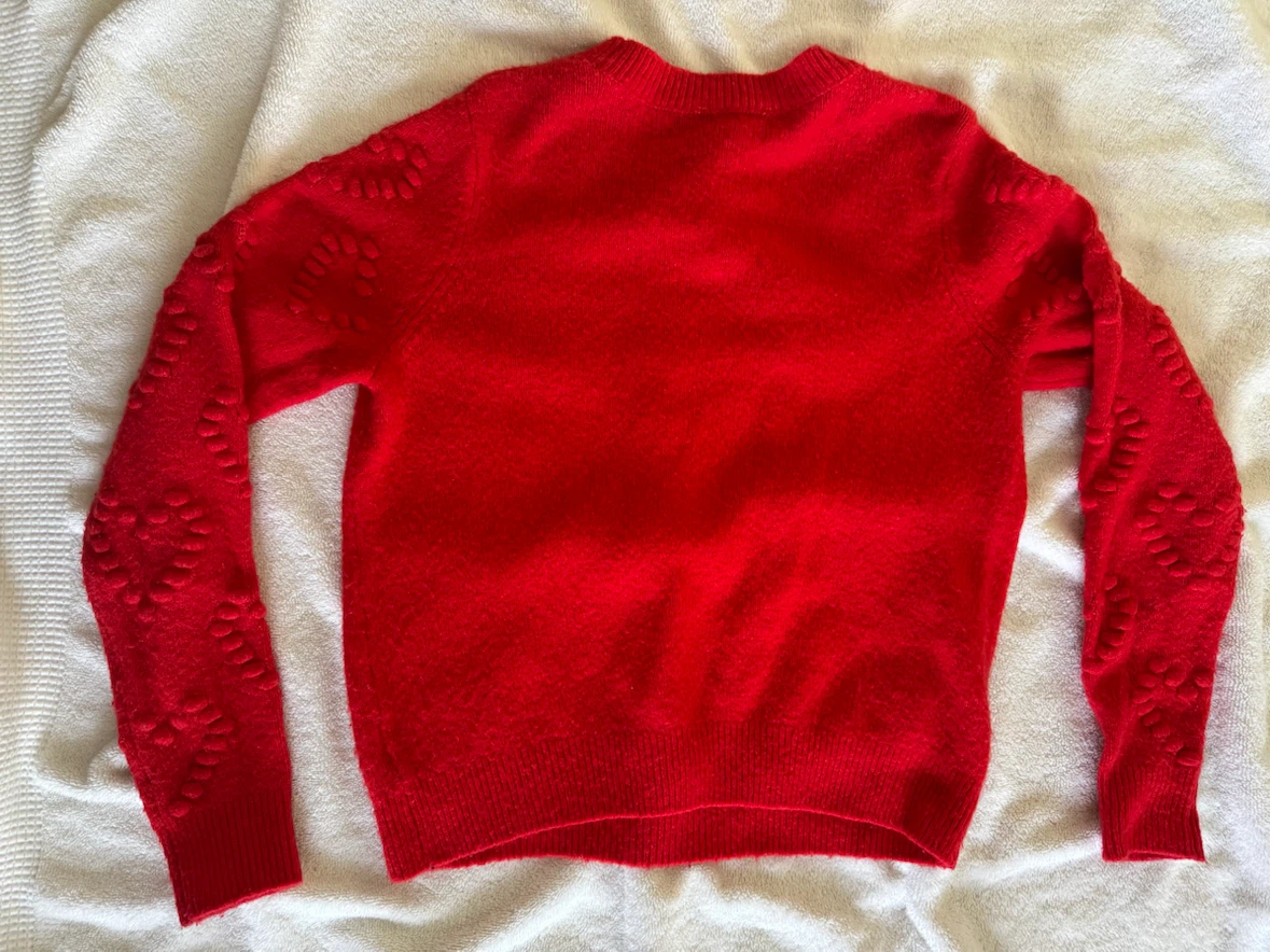 S size Red textured heart sweater - photo 2
