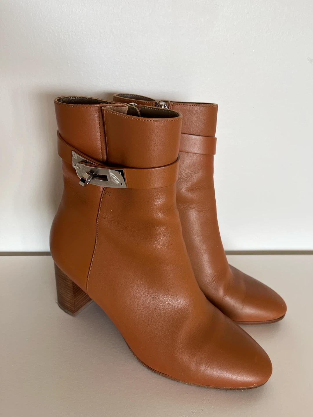 Hermes St Germain Tan Leather Boots