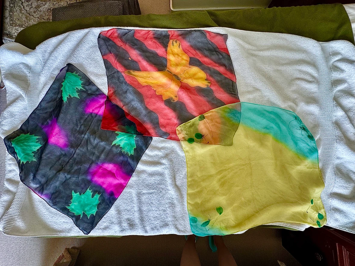 Set of 3 Hand-Painted Silk Scarves