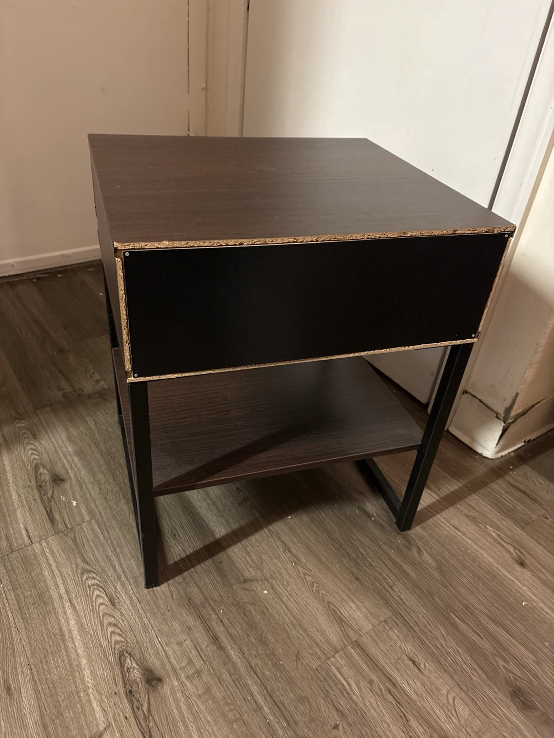 Dark Wood Grain Nightstand with Drawer - photo 3