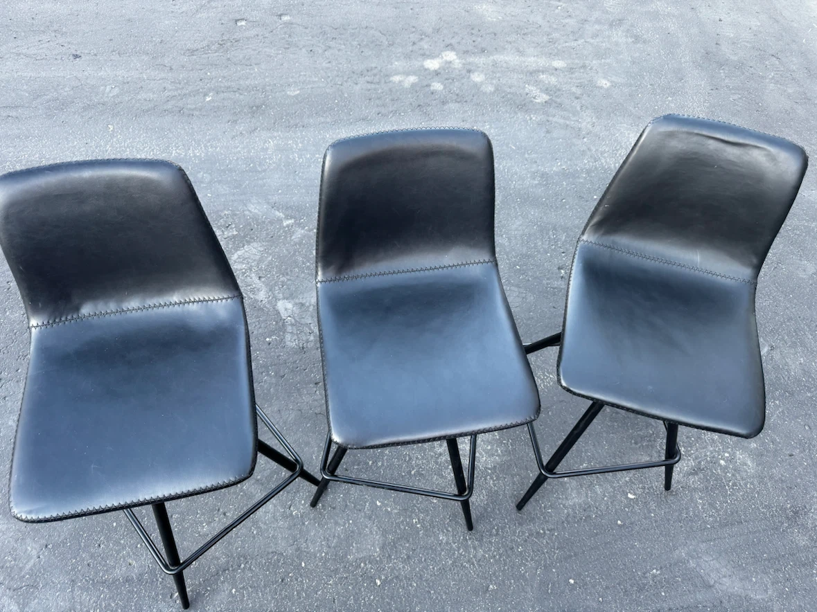 Set of 3 Black Swivel Bar Stools - photo 2