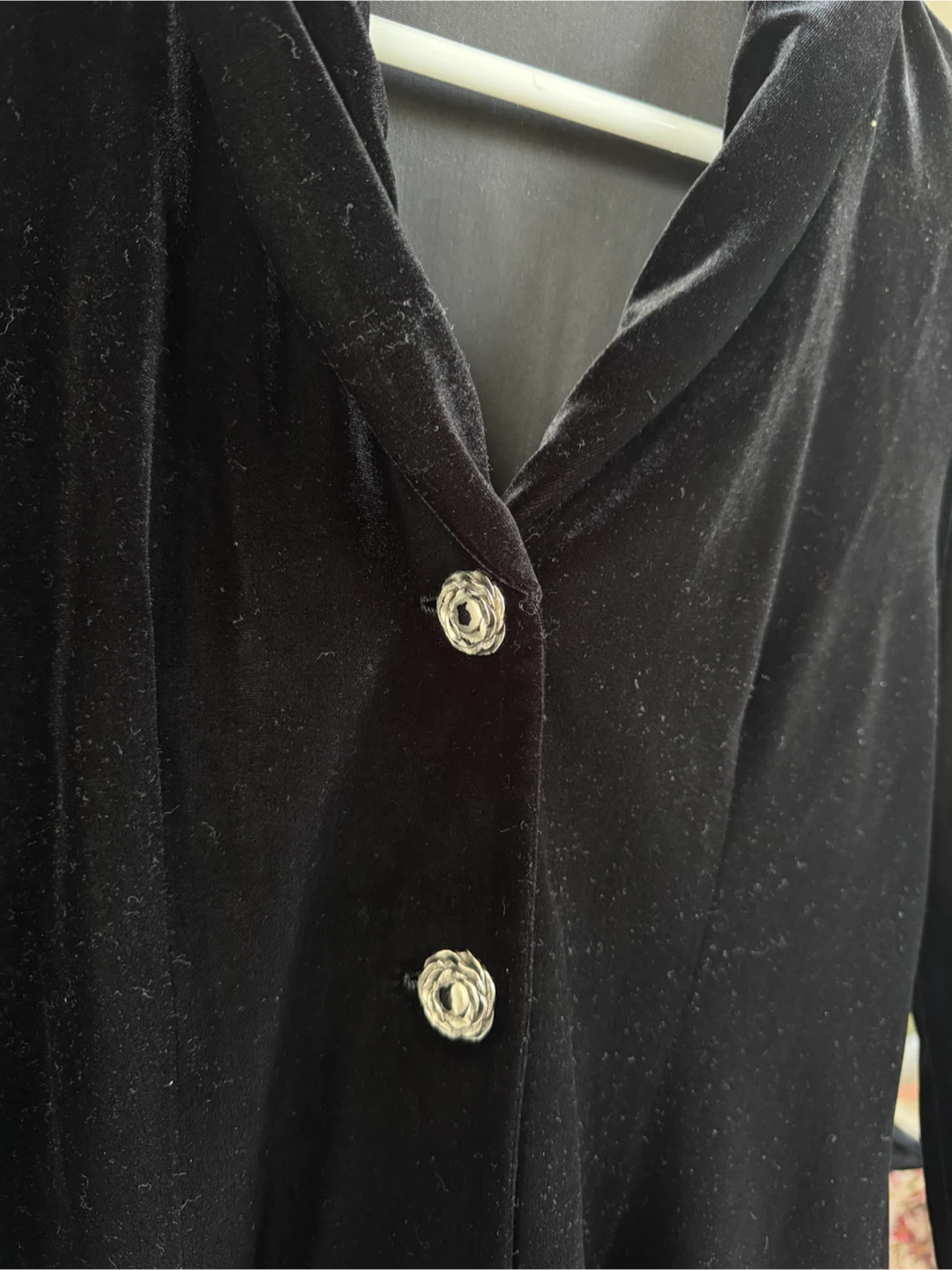 S size Black Velvet Button-Up Jacket - photo 2