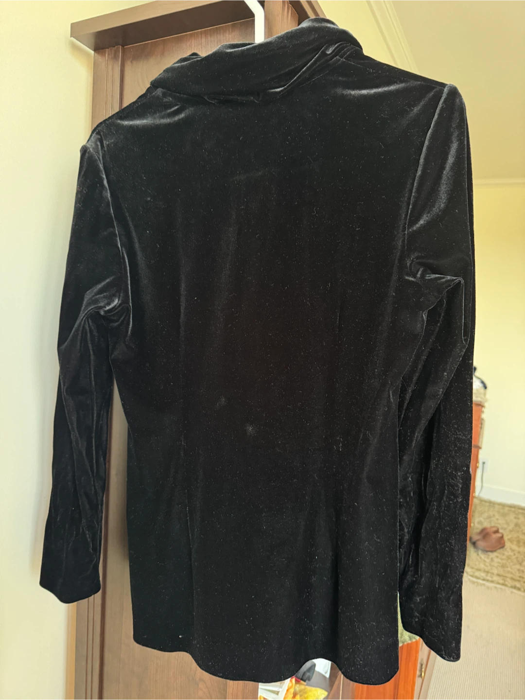 S size Black Velvet Button-Up Jacket - photo 3