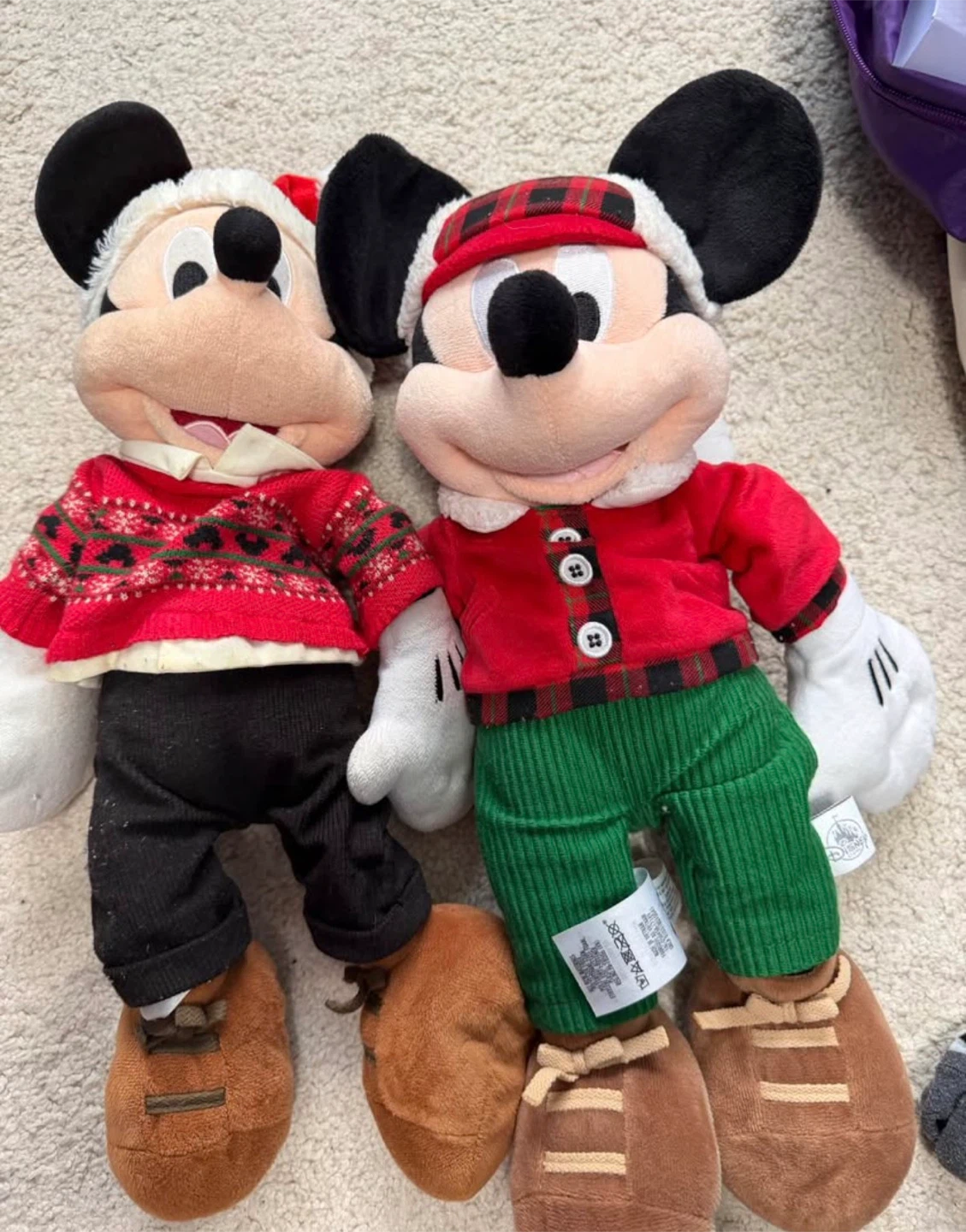 Set of 2 Disney Store Mickey Mouse Holiday Plush
