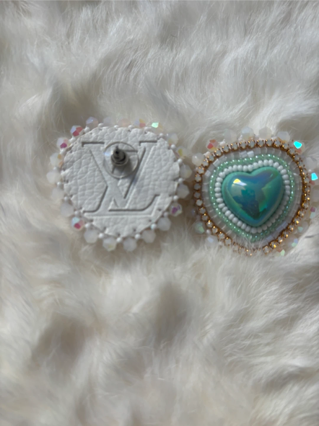 Beaded Heart Stud LV Earrings - photo 2