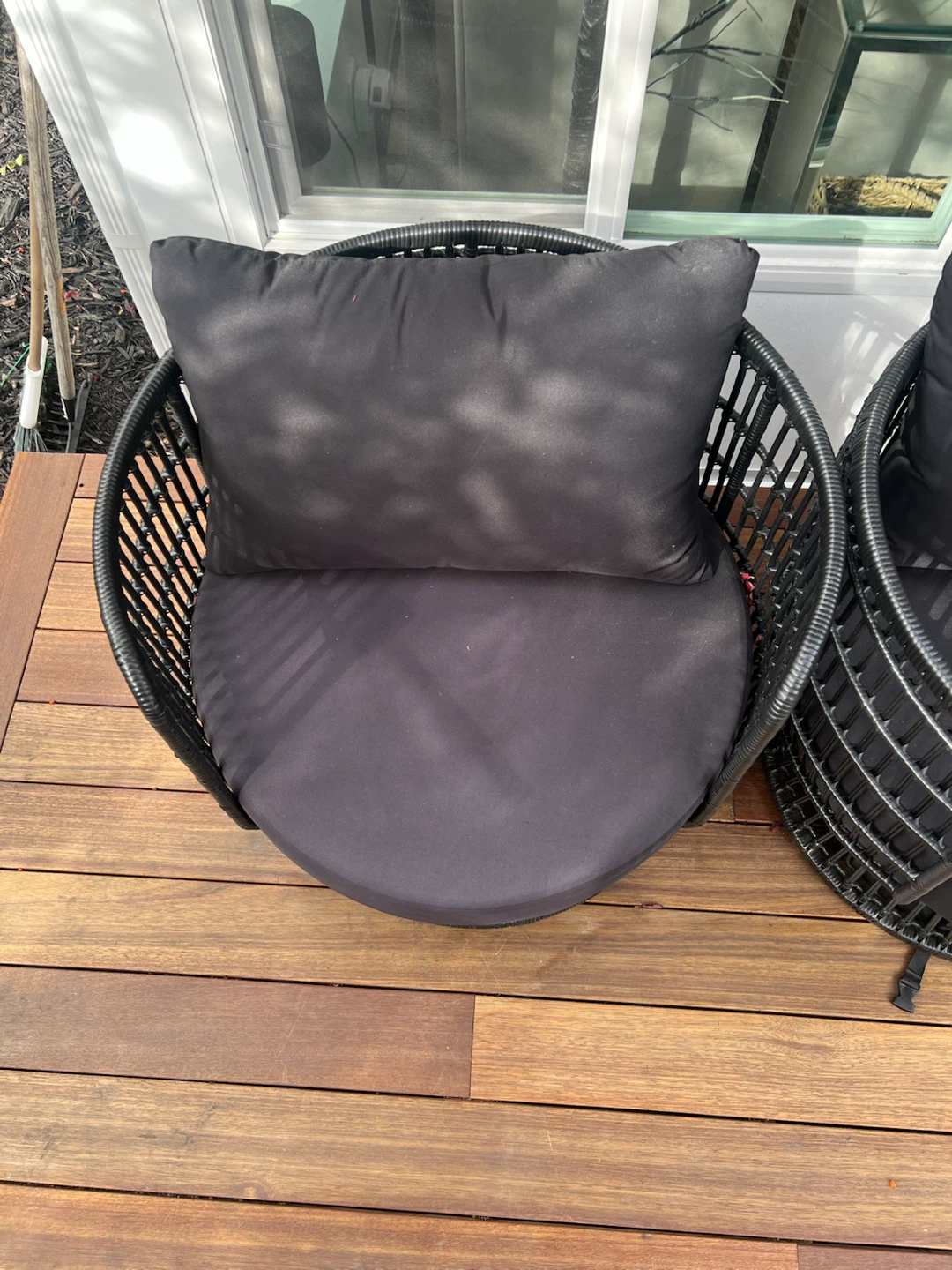 Two Black Wicker Swivel Patio Chairs - photo 2