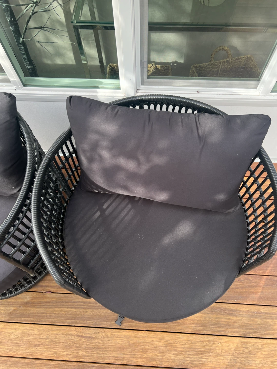 Two Black Wicker Swivel Patio Chairs - photo 3