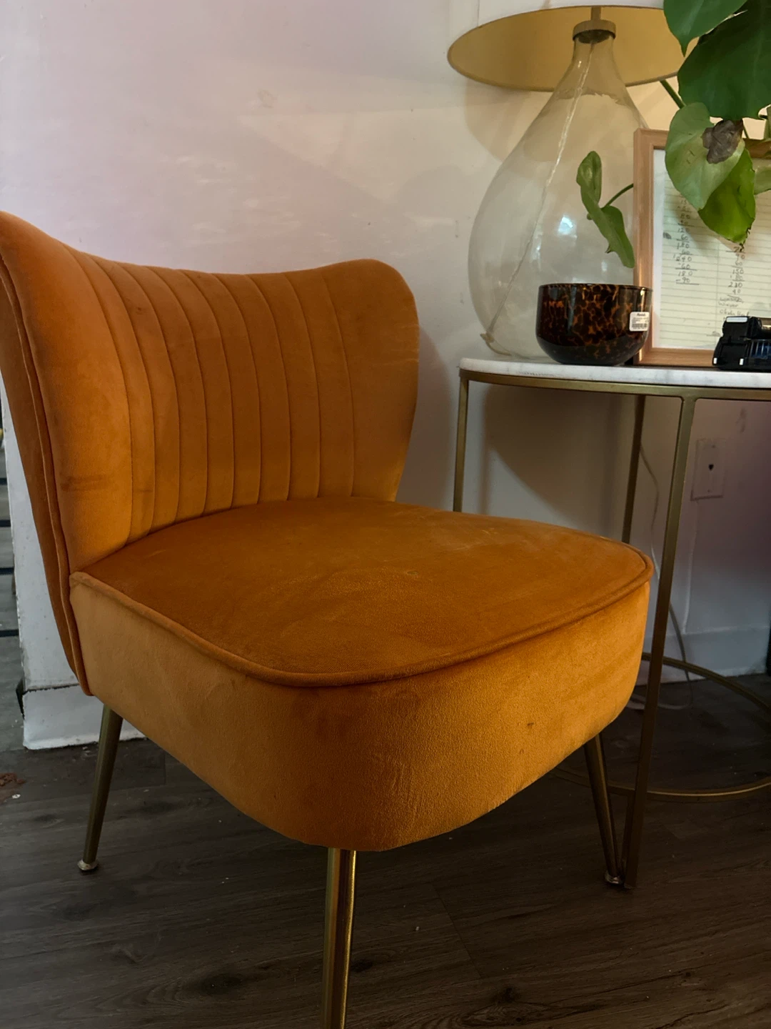 Orange Velvet Accent Chair